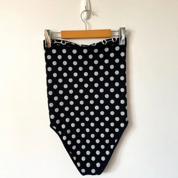 Zara Polka Dot Ring Detail Strapless Bodysuit Black  White XS/S - Picture 6 of 7